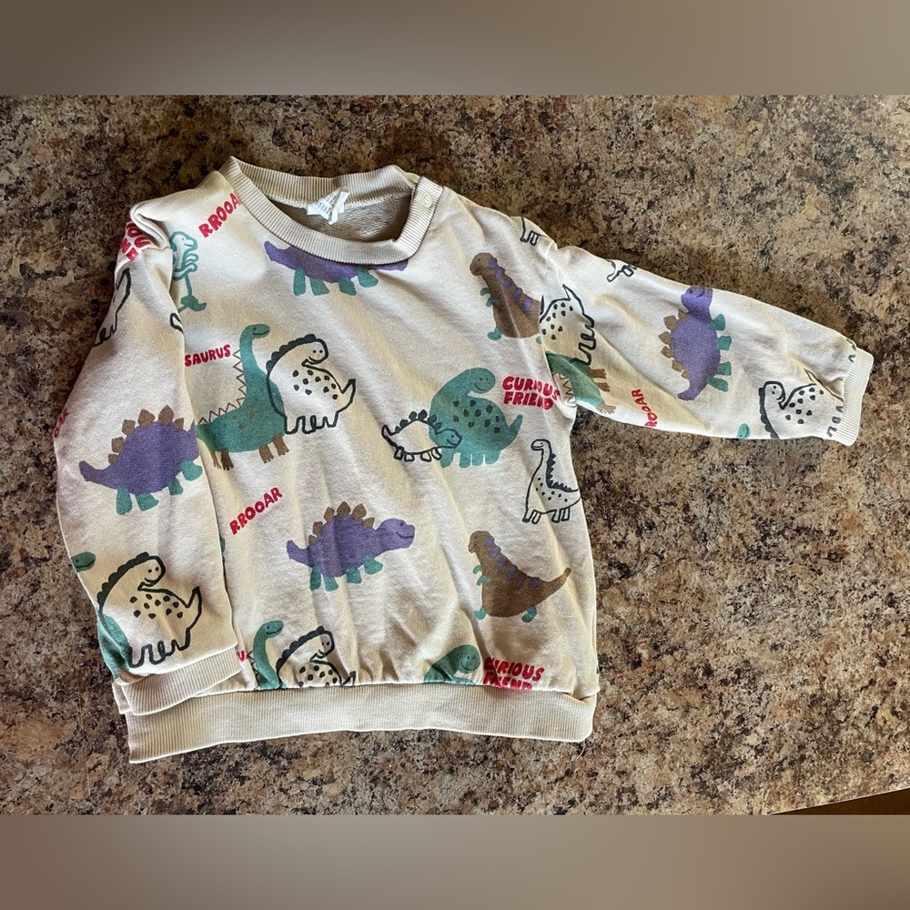H&M Kids Dinosaur Print Sweatshirt - Cream, Green, Purple, Red 2T